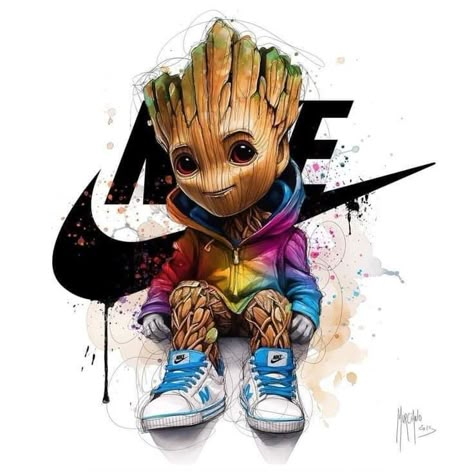 Nike Sublimation, Nike Images, Cool Cartoon Drawings, Cool Galaxy Wallpapers, Cartoon Character Tattoos, I Am Groot, Art Crochet, Print Design Art, Tshirt Printing Design