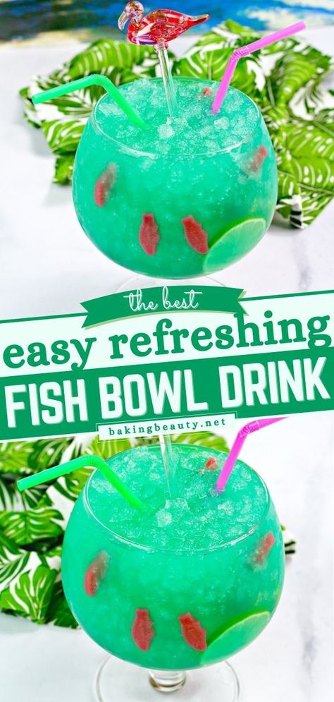 Fishbowl Drink Recipe, Fish Bowl Drink, Fish Bowl Recipe, Fun Kids Drinks, Unique Alcoholic Drinks, Fishbowl Drink, Bowl Cocktails, Best Summer Cocktails, Fun Drinks Alcohol