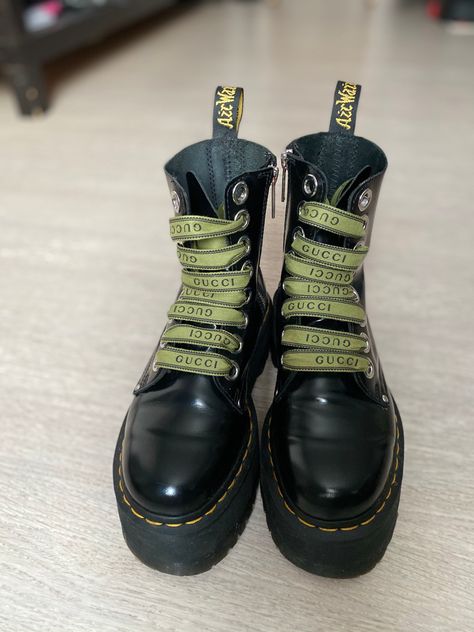 Gucci shoes Doc martens jadon max upcycling trendy fashion Punk Style Lace-up Martin Boots For Streetwear, Upcycled Doc Martens, Streetwear Lace-up Combat Boots With Rivets, Vintage Lace-up Combat Boots For Streetwear, Old Doc Martens, Doc Martin, Doc Martens, Dr. Martens Boots, Dr. Martens