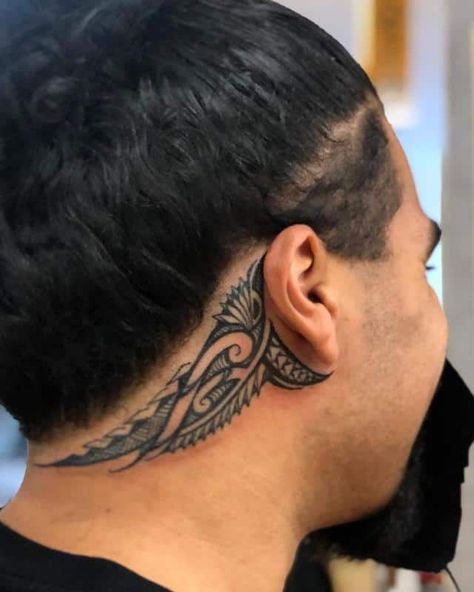 Head Polynesian Tattoo Designs 1 Samoan Neck Tattoo, Upper Shoulder Tattoo, Historical Tattoos, Front Neck Tattoo, Fierce Tattoo, Island Tattoo, Side Neck Tattoo, Tattoos Infinity, Polynesian Tattoos