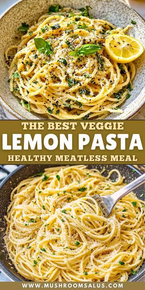 Zesty Italian Lemon Pasta – A 30-Minute Meatless Meal! Vegetarian Lemon Pasta, Lemon Pasta Healthy, Italian Lemon Pasta, Veggie Recipes For Breakfast, Healthy Pasta Recipes Clean Eating, Veggie Recipes Breakfast, Pasta With Veggies, Morning Snacks, Snacks High Protein