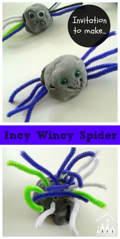 Let your kids make their own playdough and then use it to create an Incy Wincy Spider. Uses pipe cleaners and googly eyes as well. Incy Wincy Spider Activities, Nursery Rhymes Preschool Theme, Minibeasts Activities, Make Play Dough, Nursery Rhymes Preschool Crafts, Insect Study, Incy Wincy Spider, Nursery Rhyme Crafts, The Very Busy Spider