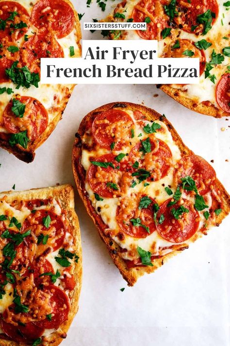 Air Fryer French Bread Pizza Air Fryer French Bread Pizza, Air Fryer French Bread, Pizza Grilled Cheese Sandwich, Toast Pizza, French Bread Pizza, Pizza Sauce Homemade, Making Homemade Pizza, Cooking Courses, Bread Pizza