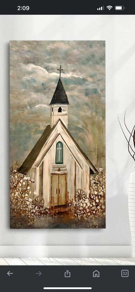 Church Artwork, Old Chapel, Church Painting, Paint, Canvas, Art