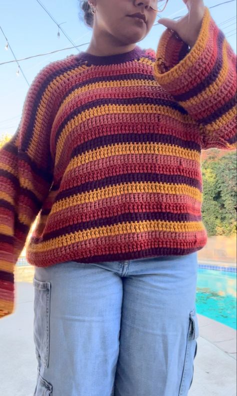 handmade crochet sweater Crochet Fall Sweater, Crochet Queen, Crochet Fall, Sweater Oversize, Fall Sweater, 70s Inspired, Fall Sweaters, Crochet Sweater, Single Crochet