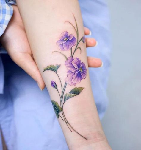 Violets Tattoo, Purple Flower Tattoo, Violet Flower Tattoo, Name Flower Tattoo, Purple Flower Tattoos, Violet Flower Tattoos, Violet Tattoo, Simple Flower Tattoo, Flower Tattoo Meanings