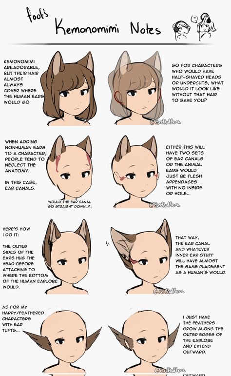 Different Facial Expressions, How To Draw Ears, Turmeric Vitamins, Poses References, Anime Drawings Tutorials, Hairstyles Ideas, Animal Ears, 영감을 주는 캐릭터, Art Tutorials Drawing