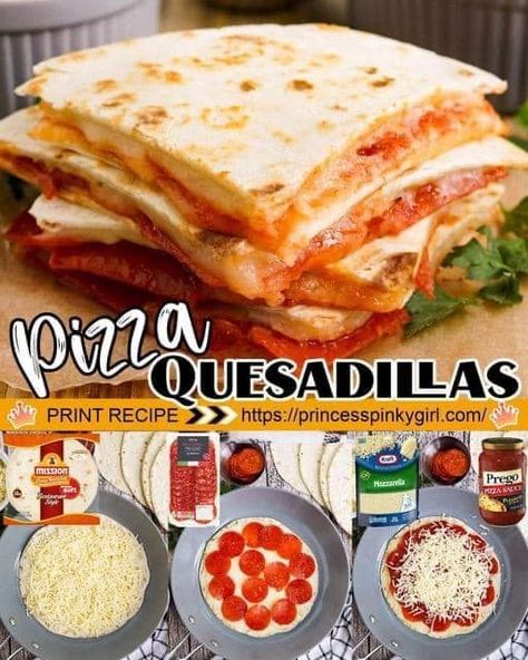 Pizza Quesadillas, Pizza Quesadilla, Quesadilla Recipes Easy, Pizza Sandwich Recipe, Mom Breakfast, Princess Pinky Girl, Pinky Girl, Pizza Flavors, Quesadilla Recipes