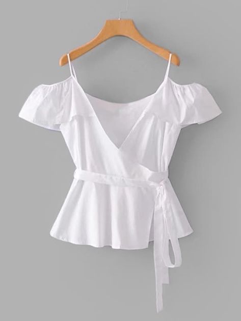 Diy Vetement, Fashion Tops Blouse, Cold Shoulder Blouse, Swimwear Online, Crop Top Outfits, Women Blouses, White Blouse, Ladies Tops Fashion, Blouse Styles