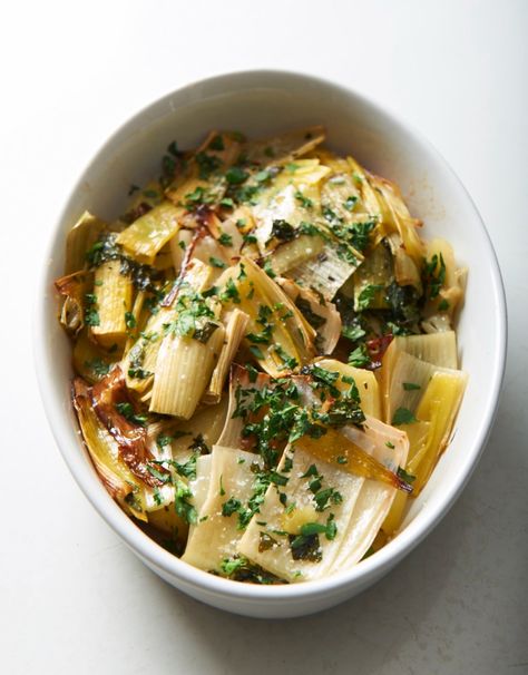 Butter Roasted Leeks — Beth Dooley's Kitchen Leeks And Lentils, Marinated Leeks, Leeks Recipe Side Dishes, Leek Side Dish, Baked Leeks, Leeks Side Dish, Leek Recipes Side Dishes, Leeks Recipe, Recipes Side Dishes