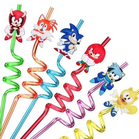 Sonic Birthday Party, Dibujos Toy Story, Sonic Birthday Parties, Straw Decorations, Kids Party Favors, Hedgehog Birthday, Sonic Party, Reusable Drinking Straw, Sonic Birthday