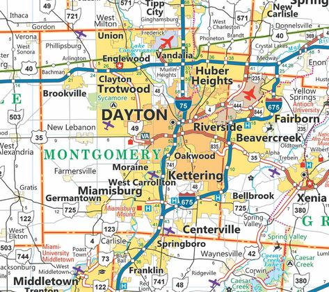 Ohio Map, Local Marketing, Marketing Photos, Montgomery County, Dayton Ohio, Crystal Lake, Us Map, New City, Travel Life