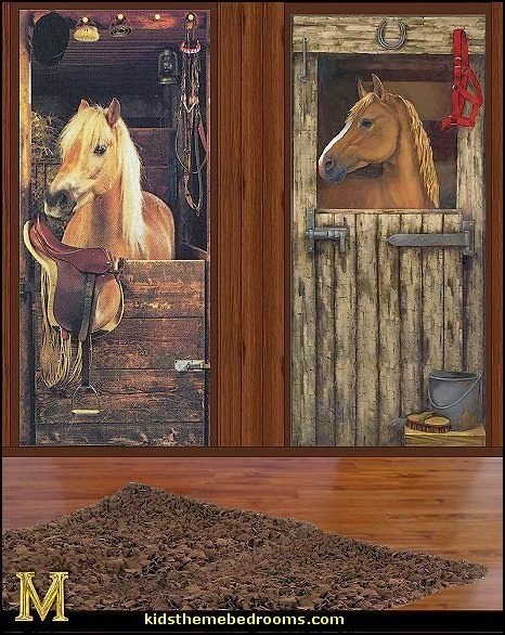 Barnyard Bedroom, John Deere Decor, Horse Room Decor, Horse Themed Bedrooms, Horse Mural, Horse Bedroom, Cowgirl Bedroom, Farm Room, Cowgirl Room