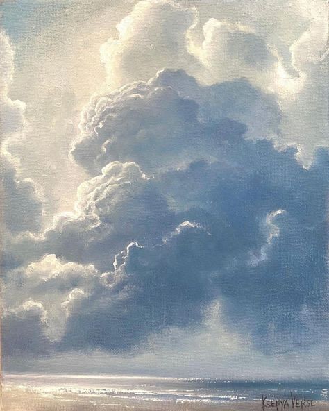 Cloud Painting Acrylic, Sky Art Painting, Cloud Art, A Silent Voice, Cloud Painting, Ethereal Art, Sky And Clouds, Seascape Paintings, Watercolor Landscape