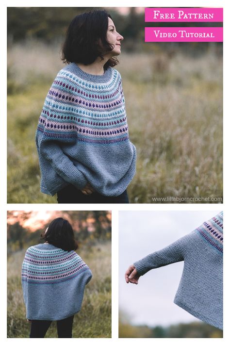 Polar Swoncho Free Crochet Pattern and Video Tutorial Crochet Swoncho, Crochet Trousers Pattern, Table Mat Design, Crochet Poncho With Sleeves, Poncho With Sleeves, Crochet Table Mat, Crochet Cardigan Pattern Free, Mat Design, Baby Frock Pattern