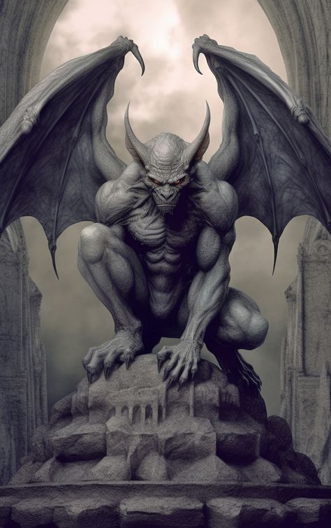 Gargoyle Drawing, Gargoyles Characters, Gargoyles Art, Gargoyle Tattoo, Gothic Gargoyles, Bd Art, Gothic Fantasy Art, Ange Demon, Occult Art