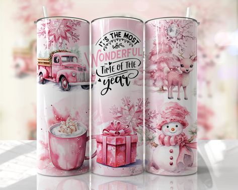 Tumbler Sublimation Designs, Christmas Sublimation Ideas, Tumbler Wraps, Pink Christmas Tumblers, Pink Christmas Tumbler Cups, Christmas Tumbler Wrap, Christmas Tumbler Cup Sublimination, Pink Sublimation Tumbler, Commercial Use Fonts