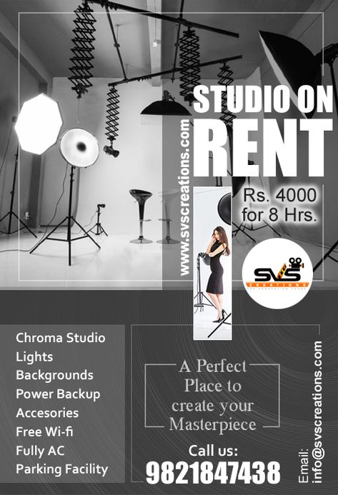 Rent Studio, Extension Board, Commercial Complex, Corporate Photography, House Photography, Video Studio, Studio Equipment, Makeup Rooms, Prewedding Photography