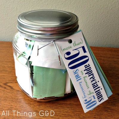 Appreciation Jar - a great gift idea for a friend, coworker, neighbor, teacher, etc.! Easy Christmas Gifts For Coworkers, Diy Easy Christmas Gifts, Appreciation Jar, Diy Easy Gifts, Goodbye Coworker, Creative Birthday Ideas, Gift Jars, Retirement Party Gifts, Birthday Ideas For Her