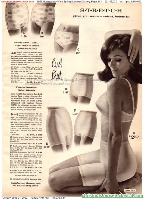 1965 Montgomery Ward Spring Summer Catalog, Page 243 - Catalogs & Wishbooks 1960s Lingerie, 60’s Fashion, Panty Girdle, Bouffant Hair, Retro Lingerie, Swinging Sixties, Montgomery Ward, Christmas Catalogs, 1960s Fashion