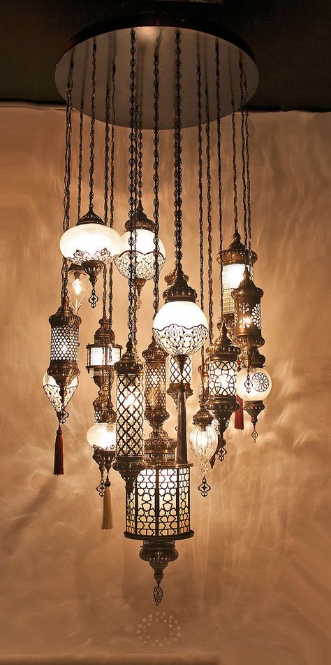 Ottoman Chandelier, Turkish Chandelier, Cool Chandeliers, Ottoman Lamps, Chandelier Large, Moroccan Chandelier, Moroccan Ceiling, Turkish Lights, Boho Chandelier