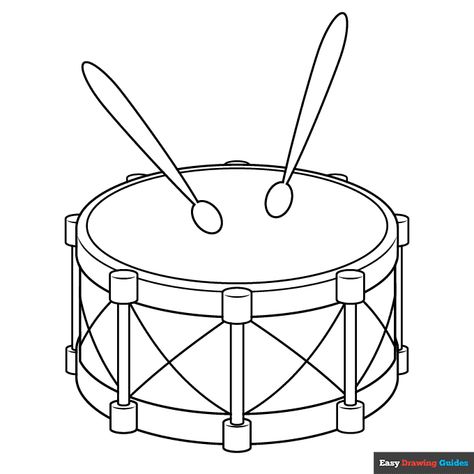 Easy Objects To Draw, Music Coloring Pages, Drum Drawing, Best Drums, Small Guitar, Brass Instruments, Drawing Heads, Coloring Ideas, Object Drawing