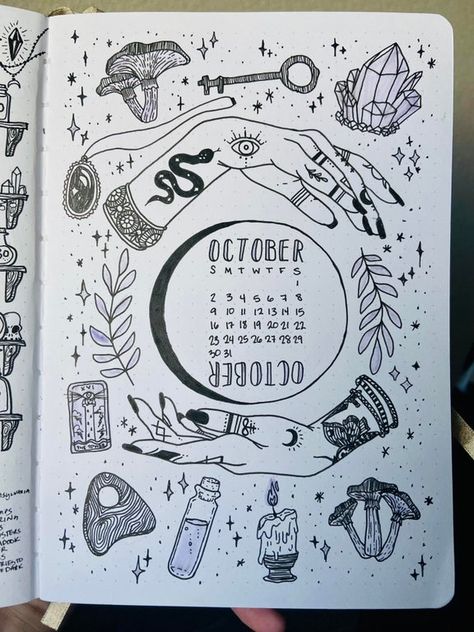 October cover page 🔮 : bulletjournal October Cover Page, Bullet Journal Banner, Moon Journal, Bullet Journal Ideas, Miraculous Ladybug Oc, Bullet Journal Mood, Bullet Journal Diy, Bullet Journal Notebook, Bullet Journal Design Ideas