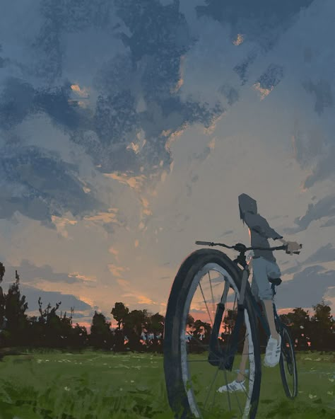 Bike Drawing, Ethereal Art, Painting Illustration, Bike Ride, 그림 그리기, Pretty Art, Art Sketchbook, Art Styles, Aesthetic Art