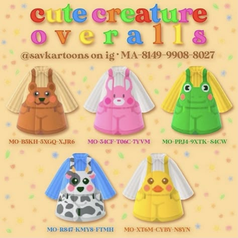 Del Animal Crossing, Anch Kidcore, Frog Outfit, Animal Crossing Music, Acnh Fashion, Acnh Outfits, Clothing Codes, Acnh Patterns, Acnh Inspiration