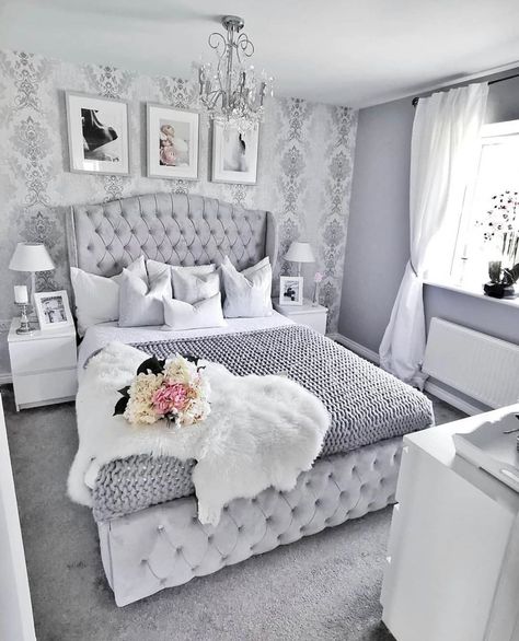 Good morning ☀️ have a great day 😊 Follow 💙 @home_decor_inspiration_1 💙 : : : @thehillcrest vi Grey Bedroom Decor, Cute Bedroom Ideas, Dekorasi Kamar Tidur, Girl Bedroom Designs, Cute Bedroom Decor, Gray Bedroom, Teen Bedroom Decor, Girl Bedroom Decor, Stylish Bedroom