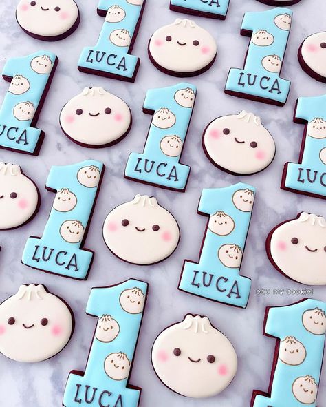 Dumpling Cookies Decorated, Dumpling Birthday Theme, Dumpling Birthday, Dumpling Party, Twin Birthday Themes, Baby Birthday Theme, Blessed Birthday, One Year Old Birthday, First Bday Ideas