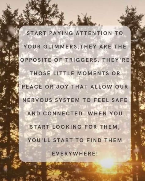 When you train your mind to be on the look out for Glimmers those tiny moments will appear more and more. These small moments of positivity are healthy coping mechanisms that can give us hope. They will brighten your day with positivity and gratitude. . #gratitude #glimmers #believeinyourself #selfreflection #growwithin #embracechange #liveyourdestiny #nodrama #positiveenergyvibes #mindset Train Your Mind, Embrace Change, Small Moments, Coping Mechanisms, More And More, Life Facts, Healing Journey, Note To Self, Nervous System