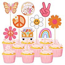 Two Groovy Party, 70s Theme Party, Groovy Party, Two Groovy, Baby Shower Party Themes, Peace Sign Hand, Boho Birthday Party, Boho Cake, Daisy Party