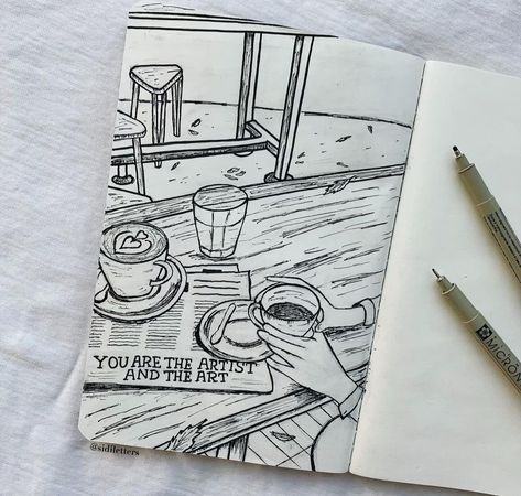 Art Diary Ideas Creative, Pen Sketches Aesthetic, Full Page Drawings, Pen Art Drawings, Seni Dan Kraf, Meaningful Drawings, Sketchbook Art Journal, Easy Drawings Sketches, Art Diary