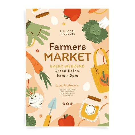 Free Vector | Hand drawn flat design farmers market illustration Farmers Market Illustration, Market Illustration, Farmer Market, From Farm To Table, Market Sign, Permaculture Design, Cedar Trees, Vector Hand, Design Challenges