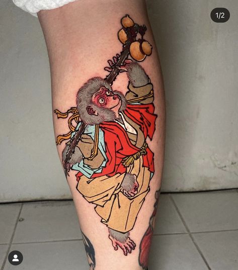 Japanese Monkey Tattoo Design, Monkey Japanese Tattoo, Monkey God Tattoo, Japanese Monkey Tattoo, Sumo Tattoo, Japanese Monkey, Wu Kong, Monkey Tattoo, Gorilla Tattoo