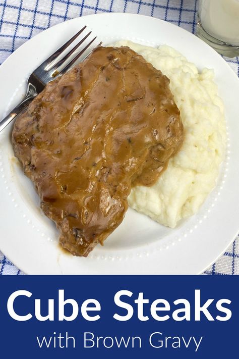 Crockpot Minute Steaks With Gravy, Minute Steaks And Gravy, Minute Steak Recipes Easy Oven, Oven Baked Cubed Steak With Gravy, Cube Steak With Brown Gravy, Oven Cubed Steak Recipes, Cube Steak In Oven, Baked Cubed Steak, Brown Mushroom Gravy