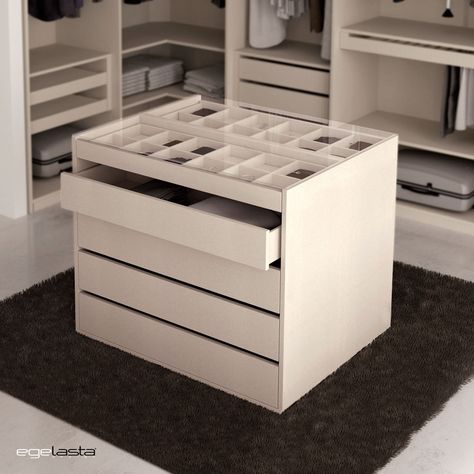 walk in wardrobe island centre piece Closet Island Ikea, Walk In Wardrobe Island, Walk In Closet Island, Wardrobe Island, Ikea Bedrooms, Closet Island, Dressing Design, Dressing Room Decor, Dressing Room Closet