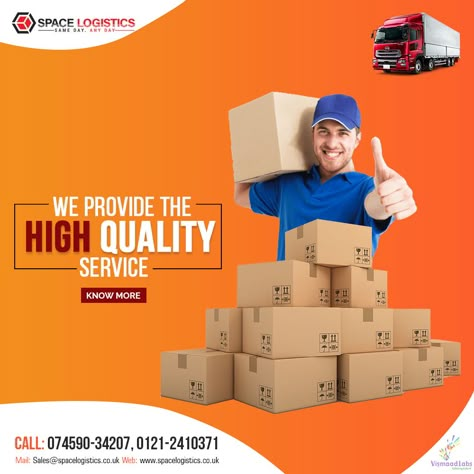 We provide a high-quality logistics service in the UK and EU! The team at Space Logistics offers customers such a fantastic experience. Get in touch to see how you can send on-time deliveries of your parcels or cargo in areas under Birmingham, Coventry, Glasgow, Leicester, Liverpool, Manchester, Slough, and Southampton also EU for the last many years. Book it on 07459034207 or 01212410371. Folder Cover Design, Illustrator Design Tutorial, Furniture Ads, Parcel Service, Digital Marketing Design, Parcel Delivery, Graphic Design Ads, Social Media Poster, Packers And Movers