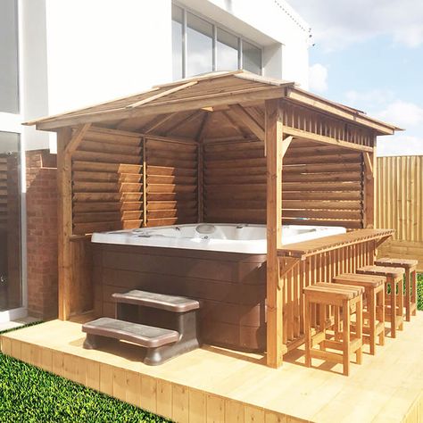 Hot Tub Bar, Hot Tub Shelters, Hot Tub Privacy, Hot Tub Pergola, Backyard Spa, Hot Tub Landscaping, Hot Tub Room, Hot Tub Patio, Outdoor Hot Tub