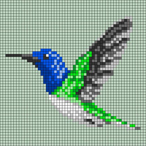 Alpha pattern #172325 | BraceletBook Hummingbird Alpha Pattern, Bird Alpha Pattern, Grid Crochet, Graph Patterns, Perler Ideas, Diy Perler Bead Crafts, Pixel Art Characters, Graph Design, Minecraft Pixel Art