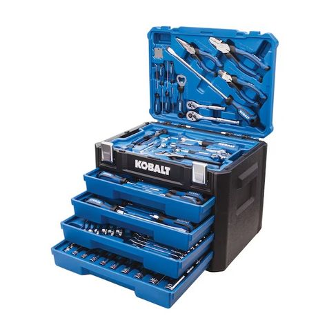 Kobalt 100-Piece Household Tool Set with Hard Case in the Household Tool Sets department at Lowes.com Kobalt Tools, Garage Workshop Organization, Mechanics Tool Set, Hand Tool Sets, Workshop Organization, Tool Boxes, Garage Tools, Household Tools, Tool Chest