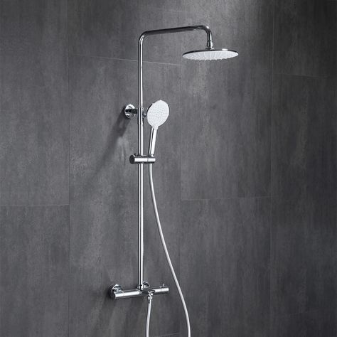 Chrome Shower Head, Thermostatic Shower System Kohler, Exposed Thermostatic Shower System, Axor Shower System, Plating Techniques, Shower Diverter Valve, Bathroom Shower Design, Brass Shower, Shower Fixtures