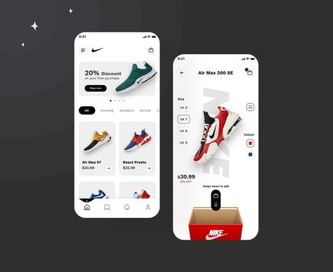 Nike App Design :: Behance Nike App, App Interface Design, Nike Design, App Interface, Interface Design, Ui Ux Design, Freelancing Jobs, Ui Design, App Design