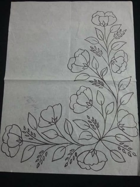 Fabric Paint Designs, Hand Embroidery Patterns Flowers, Floral Embroidery Patterns, Hand Embroidery Videos, Basic Embroidery Stitches, Flowers Embroidery, Border Embroidery Designs, Pola Sulam, Embroidery Neck Designs