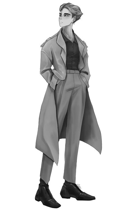 Stoic and pretty anime boy with trench-coat Tailcoat Drawing, Trench Coat Art Reference, Trenchcoat Character Design, Long Coat Drawing Reference, Coat Reference Drawing, Long Coat Drawing, Trench Coat Drawing Reference, Trench Coat Reference, Pretty Anime Boy