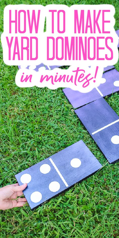 Make these DIY dominoes from boards for a backyard game the entire family will love. Giant dominoes are also great for parties and more! #dominoes #diy #colorshift #wood #woodprojects #cricut #cricutcreated Diy Dominoes, Giant Dominoes, Diy Yard Games, Freezer Paper Stenciling, Outside Games, Scrap Wood Crafts, Camp Crafts, Domino Games, Country Chic Cottage