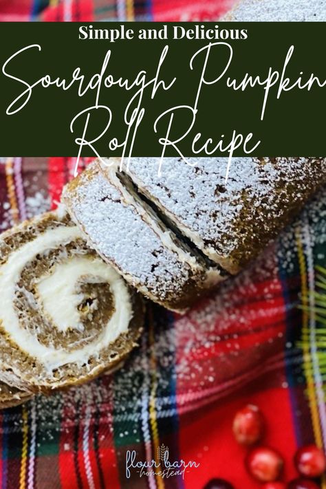 A sourdough pumpkin roll made with warm spices and a creamy filling is perfect for your holiday dessert table. I love putting my sourdough starter to work in my kitchen. It adds flavor and creates a beautiful texture in so many baked goods. This recipe creates a tender pumpkin roll that rolls easily into a log shape. Pumpkin Spice Sourdough, Sourdough Pumpkin Roll, Sourdough Baked Goods, Pumpkin Roll Recipe, Sourdough Pumpkin, Holiday Dessert Table, Pumpkin Rolls Recipe, Holiday Desserts Table, Homemade Sourdough Bread