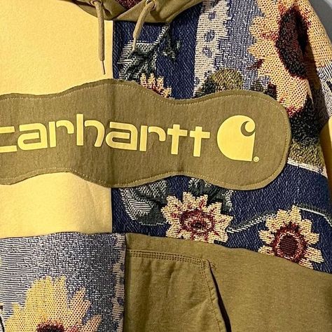 upcycled & sustainable fashion 🧵✨ on Instagram: "upcycled sunflower carhartt hoodie! 🥹🌻✨🌤 would you wear this?! posting the long process video of me making this soon 👀 available on monday’s live bid at 8pm est ✨ countdown on my story 😁 follow @susoriginals for more 🪡🪡🪡 #upcycled #reworked #thriftflip" Carhartt Hoodie, Thrift Flip, My Story, Sustainable Fashion, Sustainability, Sunflower, How To Wear, Clothes, Instagram