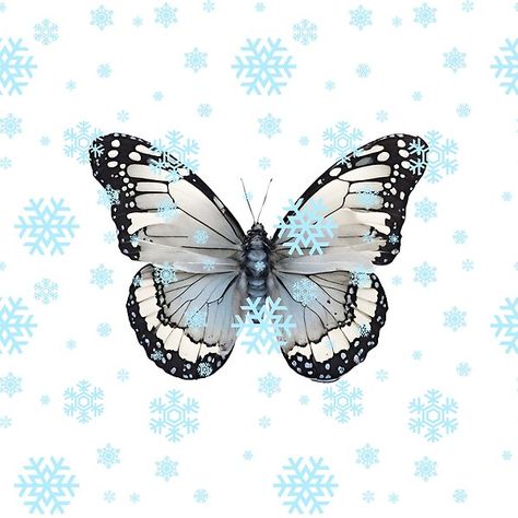 Winter Butterfly with Snowflakes by categoryrequest | Redbubble Winter Butterfly, Back To School Art, Unique Butterfly, Dog Mat, Anime Stickers, Cold Season, Journal Gift, Vintage Music, Aesthetic Vintage